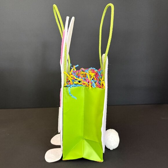 Easter Bunny Felt Gift Bag Basket Papyrus White Green Pink Carrot Egg Hunt Favor - Picture 4 of 7